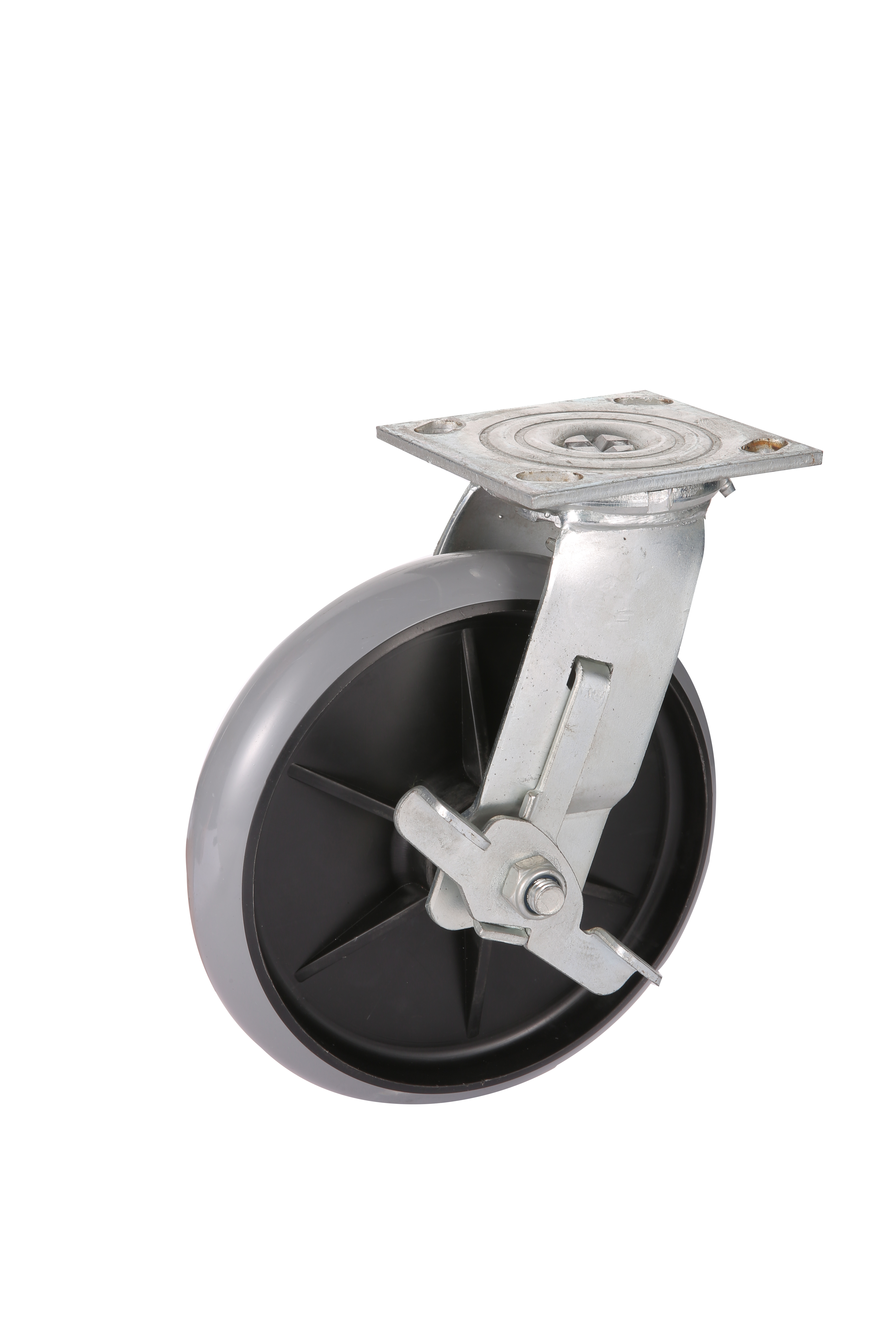 7~8'' Light Duty Plate Swivel Furniture Caster Wheel with Side Brakes