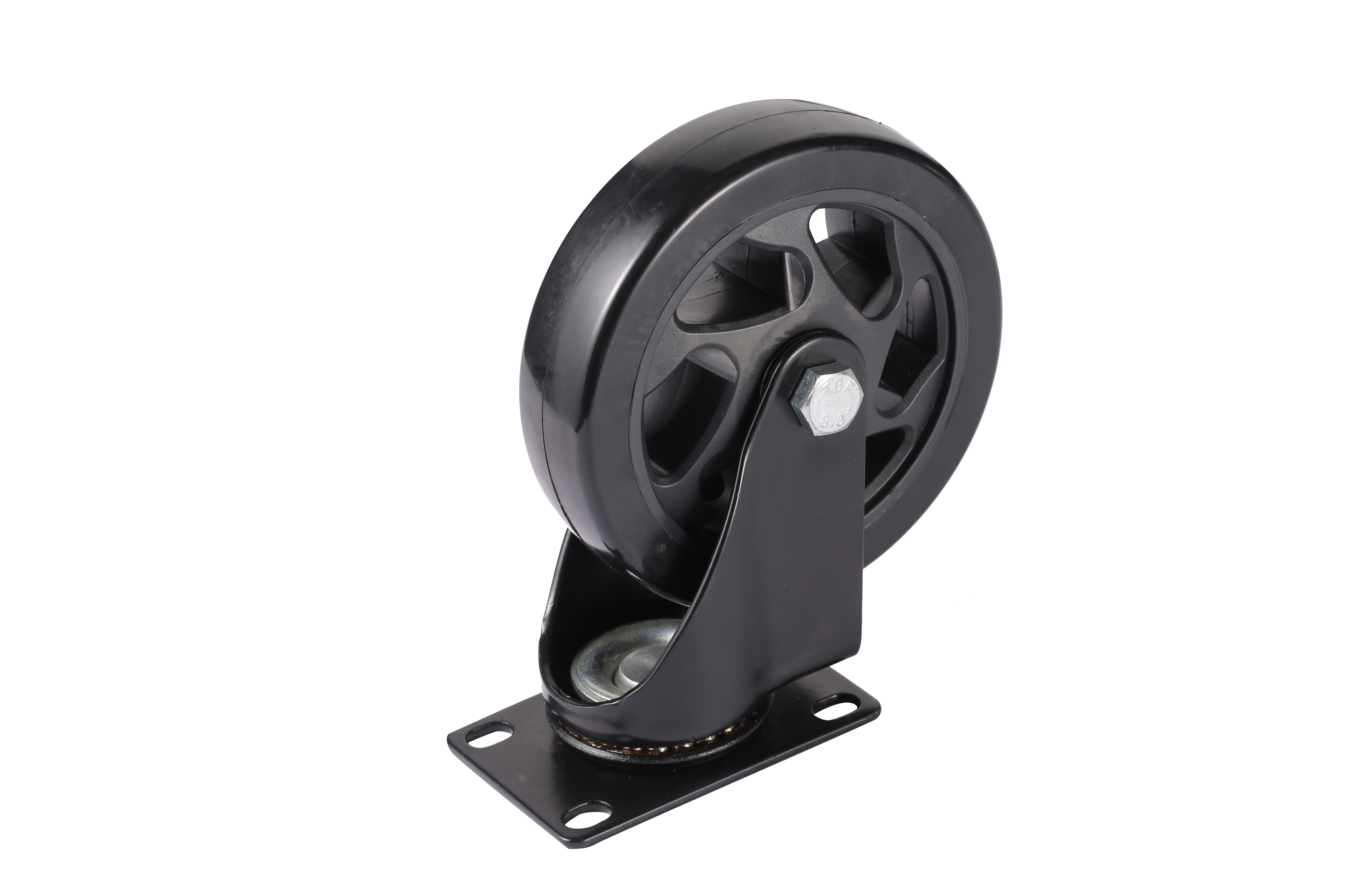 5'' Black Paint Medium Duty PU Swivel Stem Caster for Wheelchair Wheels 
